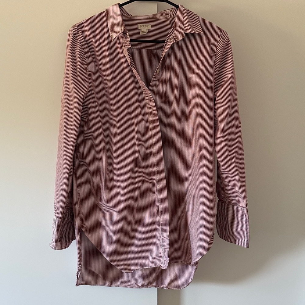 JCrew Red and White Striped Blouse